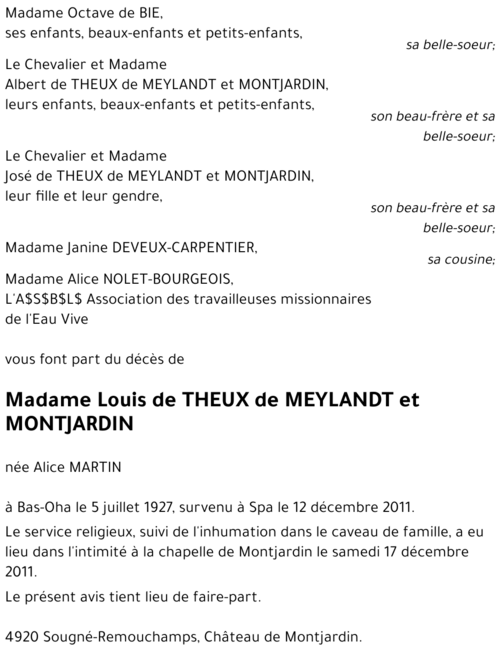Louis de THEUX de MEYLANDT et MONTJARDIN