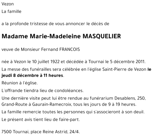 Marie-Madeleine MASQUELIER