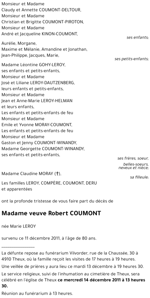 veuve Robert COUMONT