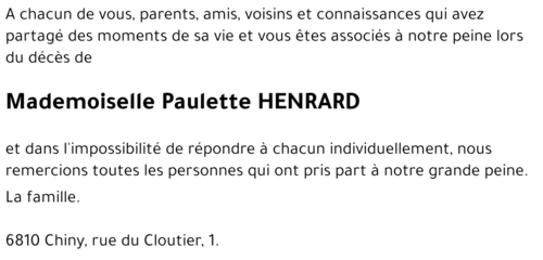 Paulette HENRARD