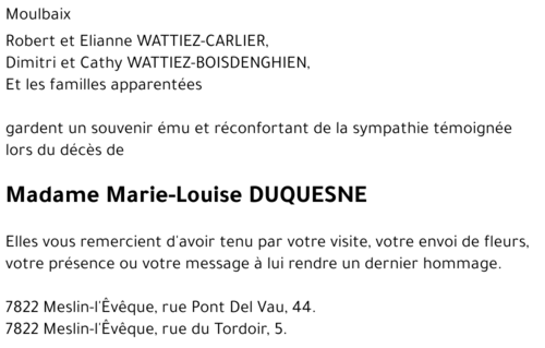 Marie-Louise DUQUESNE