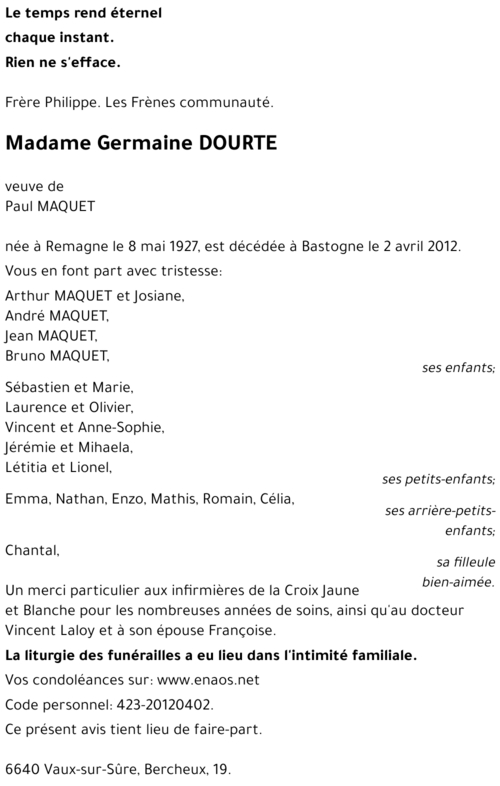 Germaine DOURTE