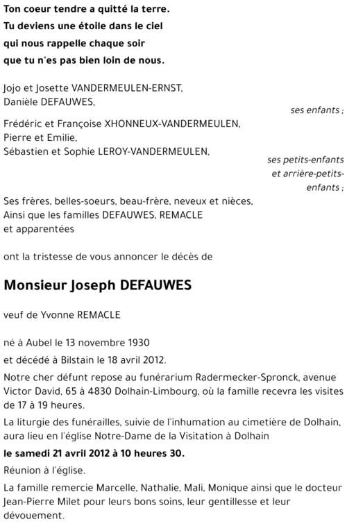 Joseph DEFAUWES