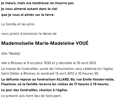 Marie-Madeleine VOUÉ