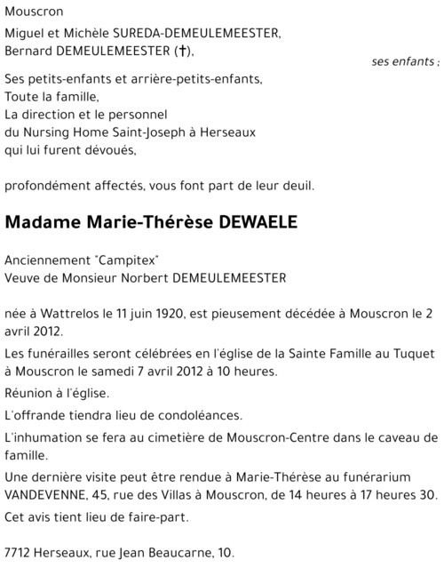 Marie-Thérèse DEWAELE