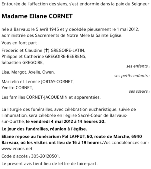 Eliane CORNET