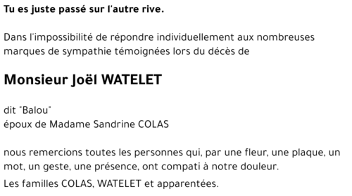Joël WATELET « dit Balou »