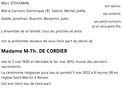 M.-Th. DE CORDIER