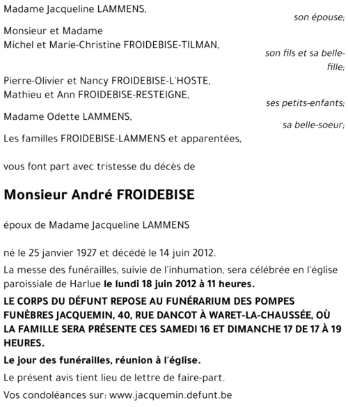 André FROIDEBISE
