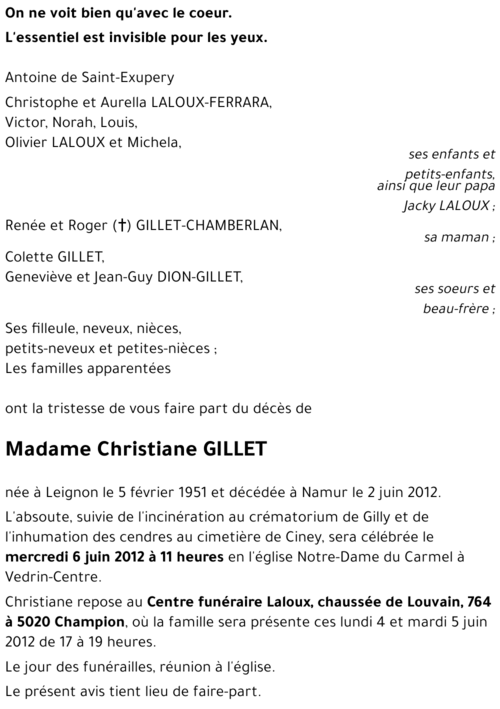 Christiane GILLET
