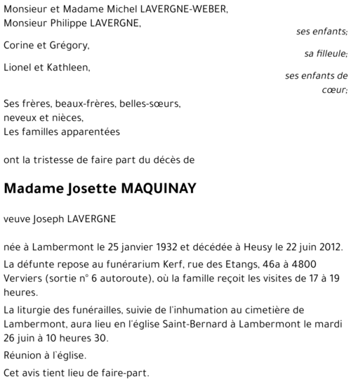 Josette MAQUINAY