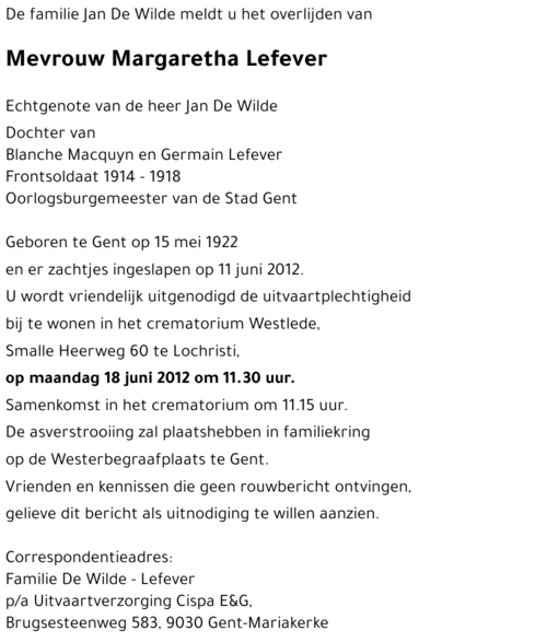 Margaretha Lefever