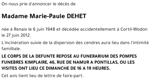 Marie-Paule DEHET