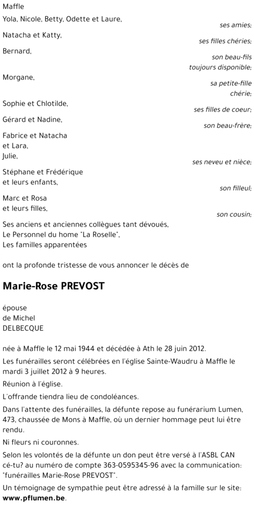 Marie-Rose PREVOST