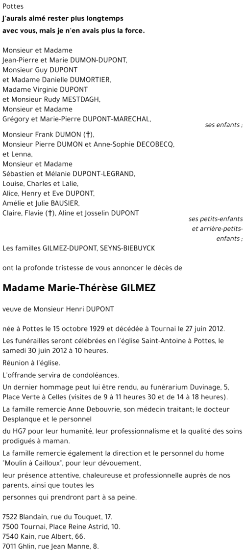 Marie-Thérèse GILMEZ
