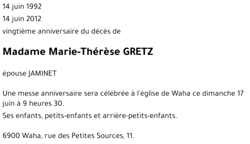 Marie-Thérèse GRETZ