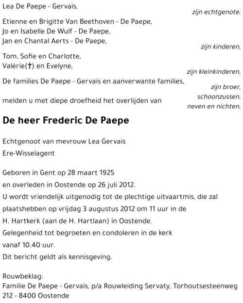 Frederic De Paepe