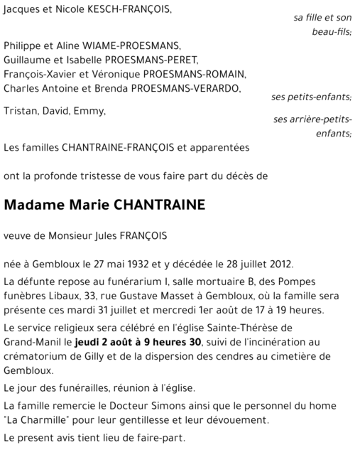 Marie CHANTRAINE