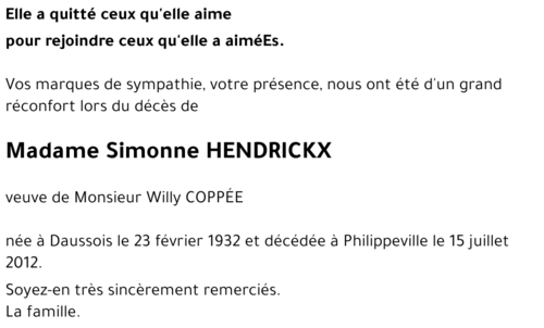 Simonne HENDRICKX