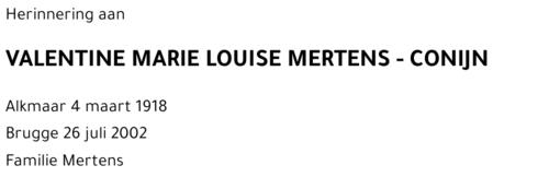 Valentine Marie Louise MERTENS - CONIJN