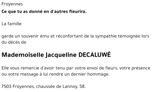 Jacqueline DECALUWÉ