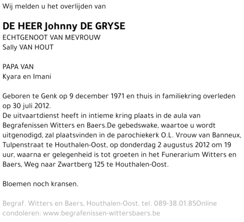Johnny De Gryse