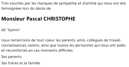 Pascal CHRISTOPHE