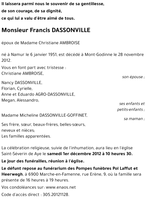 Francis DASSONVILLE