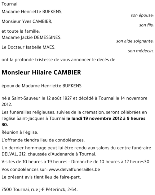 Hilaire CAMBIER
