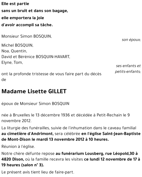 Lisette GILLET