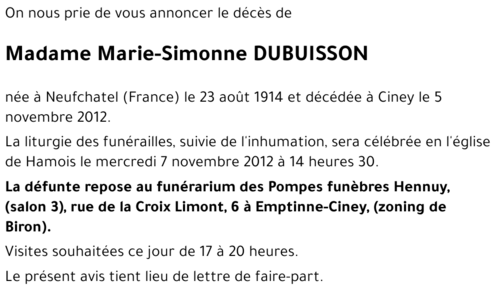 Marie-Simonne DUBUISSON