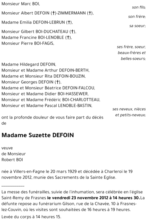 Suzette DEFOIN