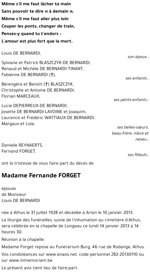 Fernande FORGET