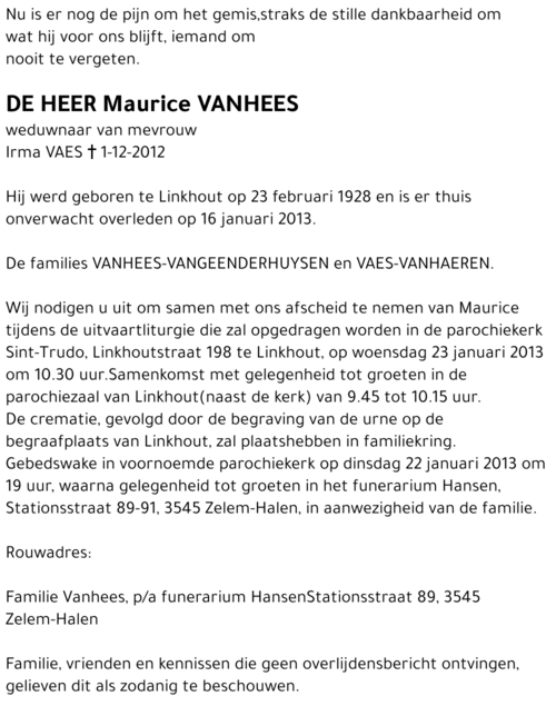 Maurice VANHEES