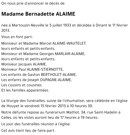 Bernadette ALAIME
