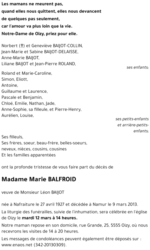 Marie BALFROID
