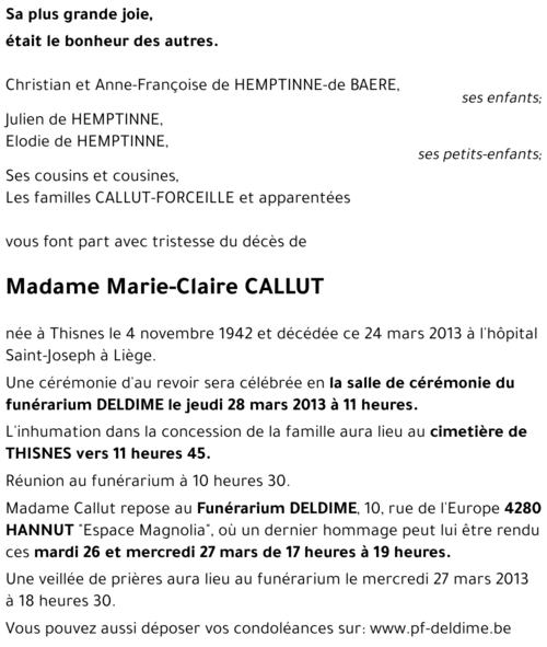 Marie-Claire CALLUT