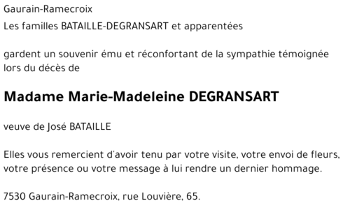 Marie-Madeleine DEGRANSART