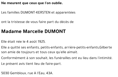Marcelle DUMONT