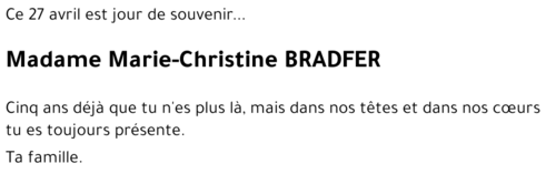 Marie-Christine BRADFER