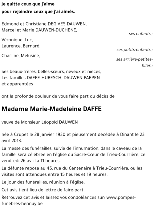 Marie-Madeleine DAFFE