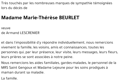 Marie-Thérèse BEURLET