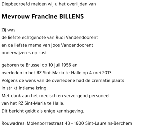 Francine BILLENS