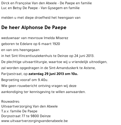 Alphonse De Paepe