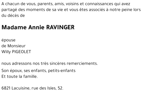 Annie RAVINGER