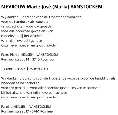 Marie-José VANSTOCKEM