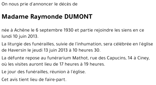 Raymonde DUMONT