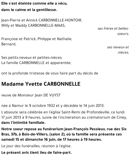 Yvette CARBONNELLE