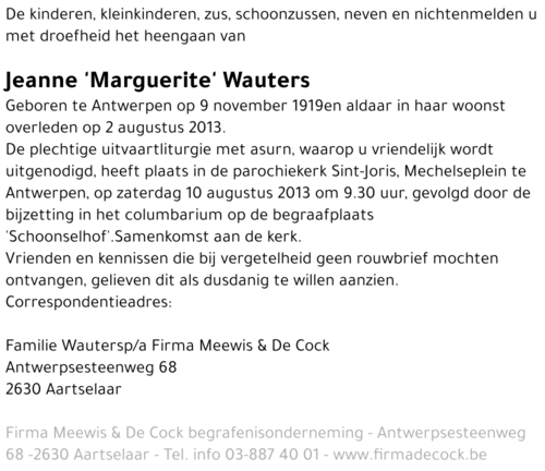 Jeanne 'Marguerite' Wauters
