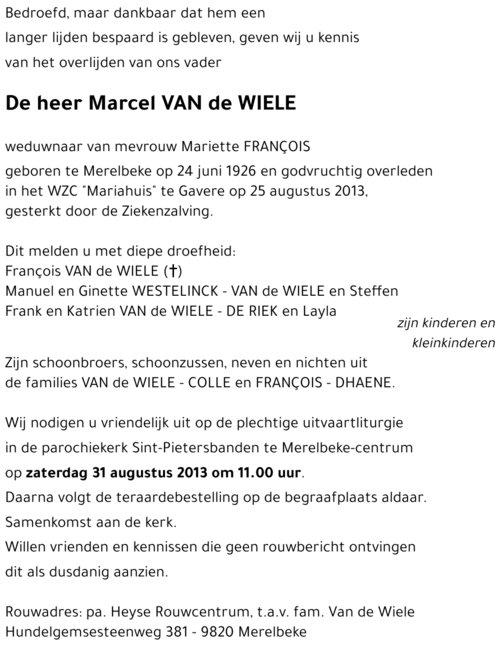 Marcel VAN de WIELE